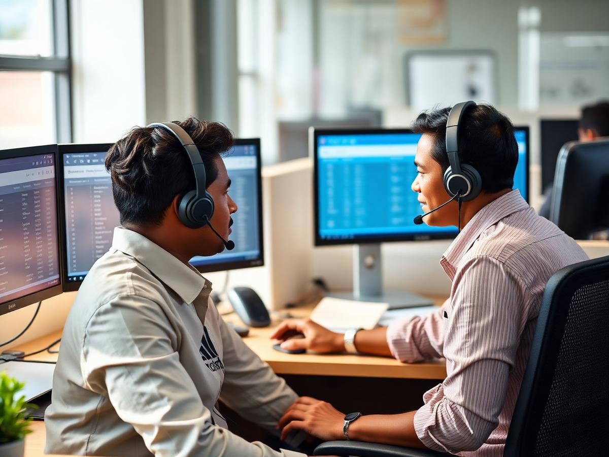 Ecommerce support executives handling order and returns queues on headsets